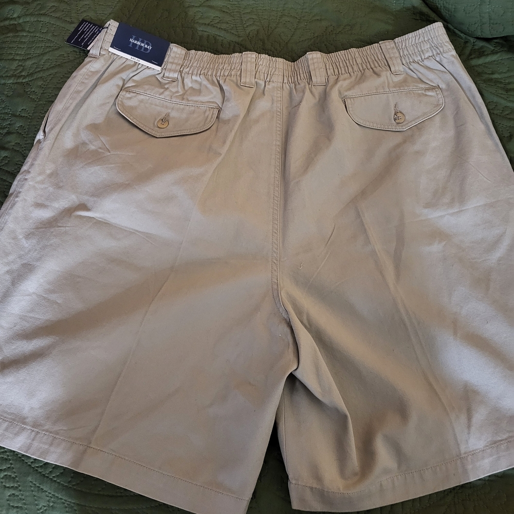 Harbor Bay Men's Light Tan Flat Front Shorts - Picture 2 of 7